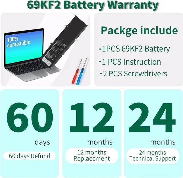 Alt view image 6 of 7 - DMKAOLLK 86Wh 69KF2 8FCTC Battery for Dell XPS 15 9500 9510 9520 9530 Precision 5550 5560 5570 Alienware M15 R3 R4 R5 R6 R7 M17 R3 R4, G7 15 7500,G15 5510 5520 P87F P91F P100F P45E 11.4V