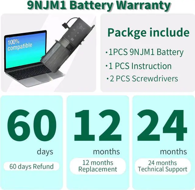 Alt view image 6 of 7 - DMKAOLLK 99Wh 9NJM1 Battery Replacement for Dell Alienware 17 R4 R5 15 R3 R4 Alienware 15 2018 ALW17C-D1758 P31E P31E001 P31E002 P69F P69F001 P69F002 Series 9NJMI 44T2R MG2YH 01D82 546FF 11.4V