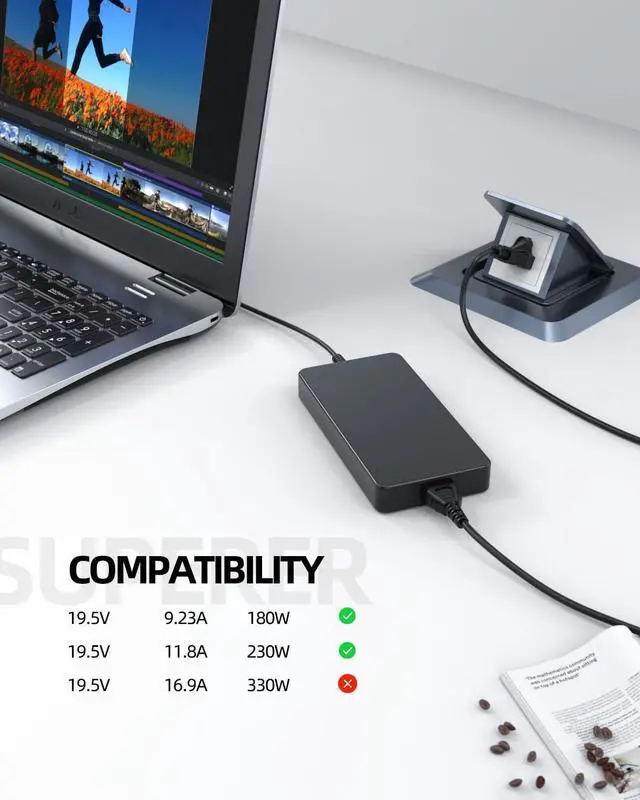 Alt view image 3 of 7 - 230W AC Charger Fit for Acer-Predator 15 17 G9-793 G9-593 G9-591 G9-592 G9-591R G5-793 G9-791 G9-792 N15P3 N15P4 G1-710 Triton 700 PT715-51 Helios 500 PH517-51 PH517-61 Laptop Power Adapter Supply