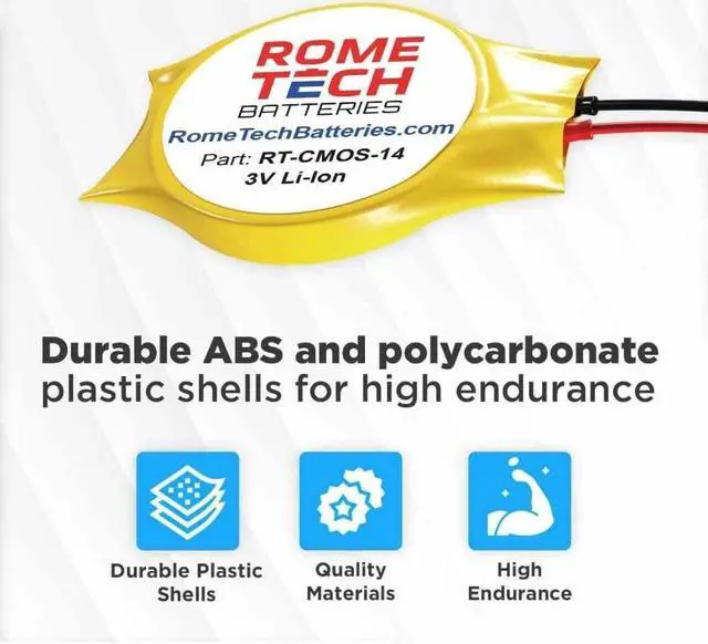Alt view image 5 of 5 - Rome Tech CR2032W CMOS Battery for Awow Ax41 Motherboard - Laptop Backup BIOS RTC 3V CR 2032 KTS 731 Battery with 2 Wire Cable FI Connector (3-Pack)