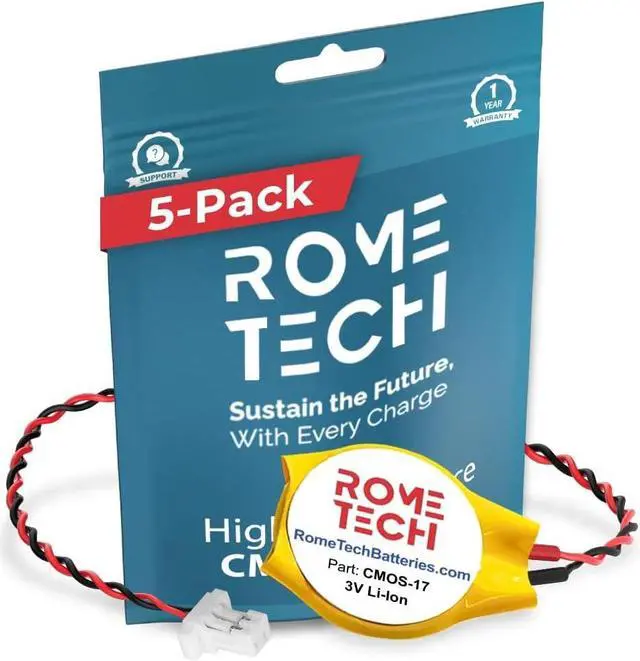 Main image of Rome Tech RTC CMOS Battery for HP EliteBook 640 G1 / HP EliteBook 645 G1 / HP EliteBook 650 G1 - BIOS CMOS Battery CR2032 with 2 Pin Wire Cable (5-Pack)