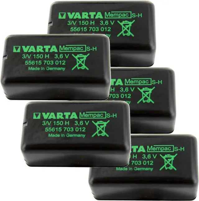 Main image of (5-PACK) VARTA 55615-703-012 4 pin Mempac Micro Battery 3V150H 3.6V 150mAh Sealed rechargeable NiMH Microbattery button cell RTC Memory Backup PC Laptop Computer Replaces 53311 703 012? COMP2436