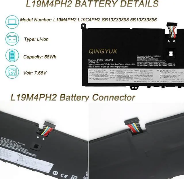 Alt view image 3 of 7 - New L19C4PH2 SB10Z33898 5B10Z33896 L19M4PH2 Laptop Battery Compatible with Lenovo Yoga 9 14ITL5 Yoga 9i 14ITL5 Series Notebook 7.68V 58Wh