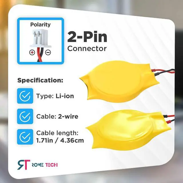 Alt view image 2 of 5 - Rome Tech CMOS BIOS Battery for Dell Latitude ATG E6420, ATG E6430, E6420, E6420XFR, E6430, E6440, E6520, E6530, E6540 - Laptop Backup 3V RTC CR2032 Battery with 2 Wire Cable (10-Pack)