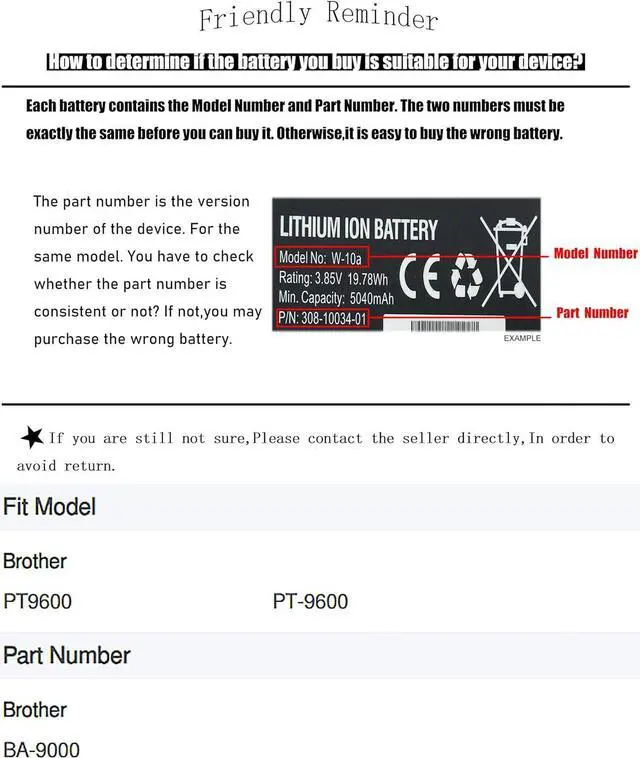 Alt view image 2 of 7 - Estry Brother PT9600 PT-9600's Backup Battery