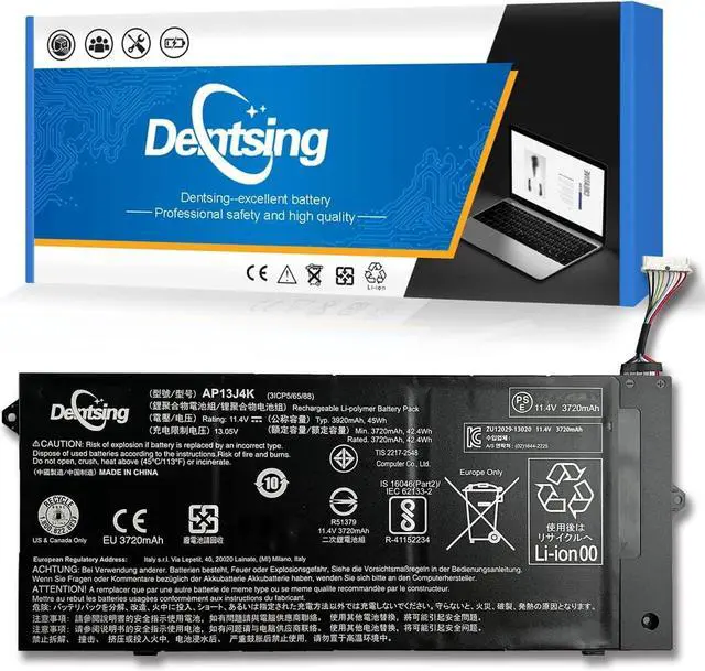 Main image of Dentsing AP13J4K 11.4V 45Wh/3920mAh Laptop Battery Compatible with Acer Chromebook 11.6" 11 C740 C720 C720P CB3-532 Series Notebook AP13J3K KT.00304.001 (4cm Long Cord)