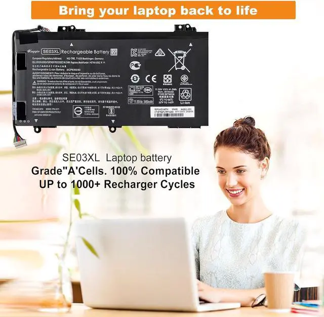 Alt view image 2 of 7 - BOWEIRUI SE03XL 849908-850 849568-421 Laptop Battery Replacement for Hp Pavilion 14 14-AL000 14-AL125TX 14-AL136TX Series HSTNN-LB7G SE03041XL HSTNN-UB6Z TPN-Q171 849568-541(11.55V 41.5Wh 3615mAh)