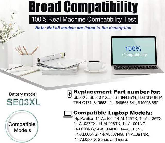 Alt view image 6 of 7 - BOWEIRUI SE03XL 849908-850 849568-421 Laptop Battery Replacement for Hp Pavilion 14 14-AL000 14-AL125TX 14-AL136TX Series HSTNN-LB7G SE03041XL HSTNN-UB6Z TPN-Q171 849568-541(11.55V 41.5Wh 3615mAh)