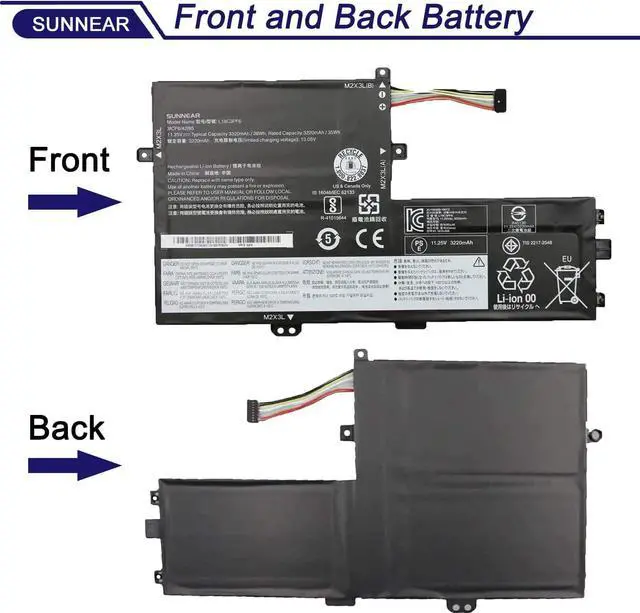 Alt view image 3 of 7 - SUNNEAR L18C3PF6 Laptop Battery Replacement for Lenovo ideapad S340-14IML 14API 14IIL 14IWL, C340-15IWL 15IIL S340-15IWL 15API 15IIL, Flex-15IWL 15IML 15IIL Series, L18M3PF7 L18C3PF7 L18L3PF3 L18L3PF2