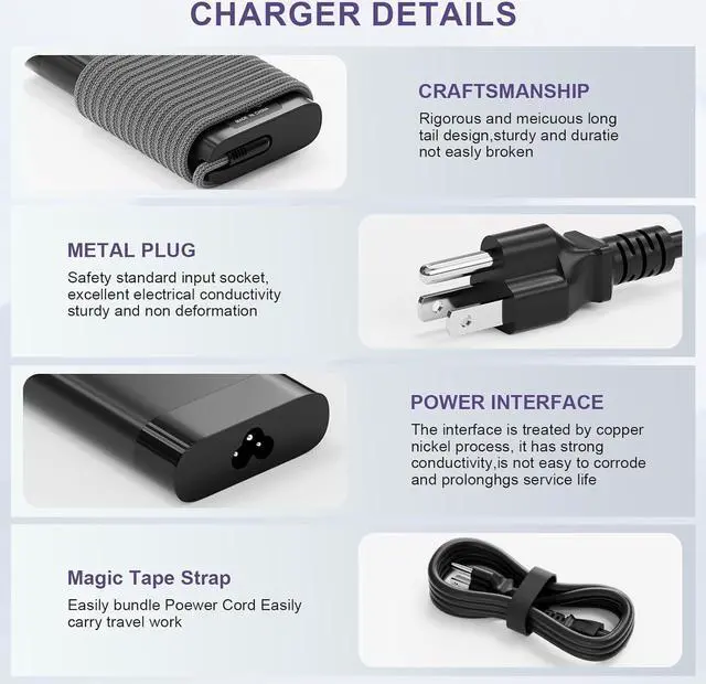 Alt view image 3 of 7 - 90W USB C Laptop Charger for HP Spectre x360 HP 904144-850 904082-003 adp-90fe 2ln85aa HP 90w USB-c Power Adapter Type C AC Adapter Power Supply Cord