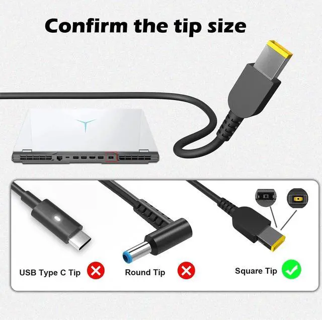 Alt view image 3 of 7 - 230W AC Adapter for Lenovo Laptop: Lenovo Legion 5 Charger Replacement Lenovo Legion 5i 5 Pro C7 S7 Y540 Y545 Y740 Y920 ThinkPad P73 P72 P70 4X20E75111 ADL230SDC3A ADL230NDC3A ADL230NLC3A Power Cord