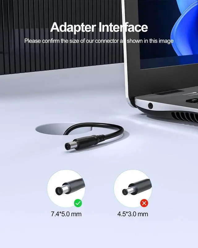 Alt view image 2 of 7 - 90W Charger Fit for Dell Latitude 5310 5410 5510 5501 5401 5511 5411 2 in 1 P96G P97G P98G P80F PA-10 La90pm111 Laptop Power Adapter Cord Supply