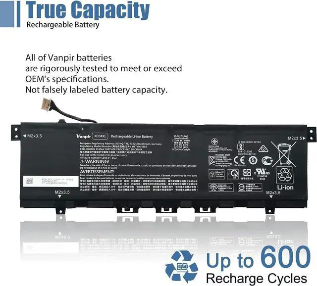 Alt view image 4 of 6 - Vanpir KC04XL HSTNN-IB8K Laptop Battery for HP Envy X360 13-AG 13M-AQ 13-AR Envy 13-AH 13-AQ 13-AG Notebook battery L08496-855 HSTNN-DB8P KC04053XL L08544-1C1 L08544-2B1 TPN-W133 TPN-W136 15.4V 53.2Wh