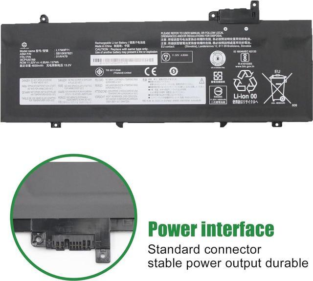 Alt view image 3 of 6 - JIAZIJIA 01AV479 L17M3P71 SB10K97621 Laptop Battery Replacement for Lenovo ThinkPad T480s Series Notebook 01AV478 L17L3P71 SB10K97620 01AV480 L17M3P72 SB10K97622 11.52V 57Wh 4950mAh