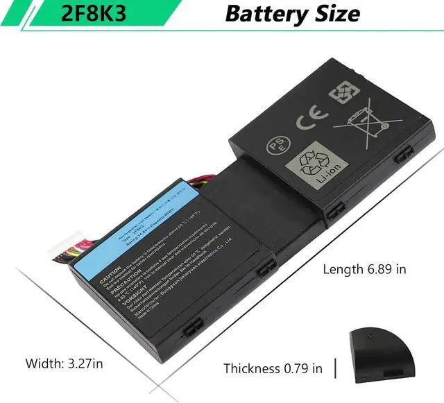 Alt view image 6 of 7 - WAFANGS 2F8K3 02F8K3 Laptop Battery Replacement for Dell Alienware 17 R1 17X M17X-R5 Alienware 18 R1 18X M18X-R3 Series Gaming 02F8K3 KJ2PX 0KJ2PX G33TT 0G33TT 0NU209 451-BBCB 14.8V/86Wh