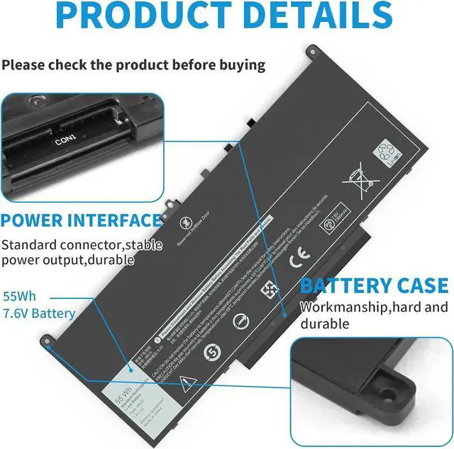 Alt view image 3 of 7 - Govvep J60J5 Battery Replacement for Dell Latitude E7470 E7270 7470 7270 Laptop Battery, WYWJ2 PDNM2 7CJRC 0MC34Y F1KTM R1V85 MC34Y 242WD GG4FM 1W2Y2 Battery
