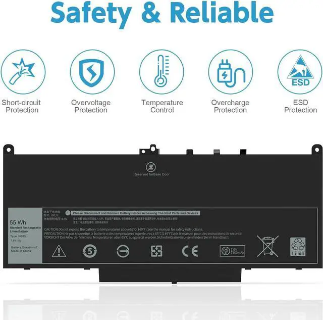 Alt view image 4 of 7 - Govvep J60J5 Battery Replacement for Dell Latitude E7470 E7270 7470 7270 Laptop Battery, WYWJ2 PDNM2 7CJRC 0MC34Y F1KTM R1V85 MC34Y 242WD GG4FM 1W2Y2 Battery