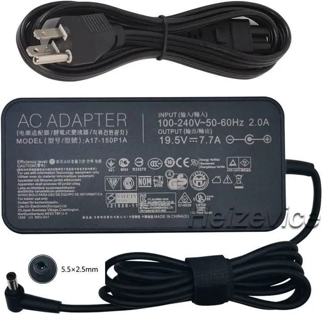 Main image of Heizevice 19.5V 7.7A 150W A17-150P1A AC Adapter for Asus ROG G73GX GL503G G72GX G53J G75VX G75VW G73JW FX80G FX50GE N71Y N73SV Laptop Power Supply Charger 5.5x2.5mm(not 4.5x3.0mm)