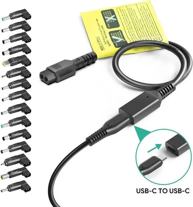 Alt view image 7 of 7 - USB C to DC Adapter 15PCS DC Cable Kit Universal Laptop Charger Fit 20V PD Charger 100W 90W 65W 45W to Charge 19V~20V  HP Gateway     Laptops Speaker TV Monitor Soundbar