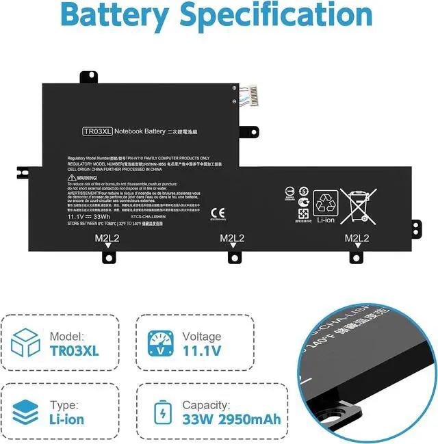 Alt view image 2 of 5 - Govvep HSTNN-IB5G TR03XL Laptop Battery Replacement for Hp Split X2 13-G110DX Spectre 13 X2 Pro Series 723997-001
