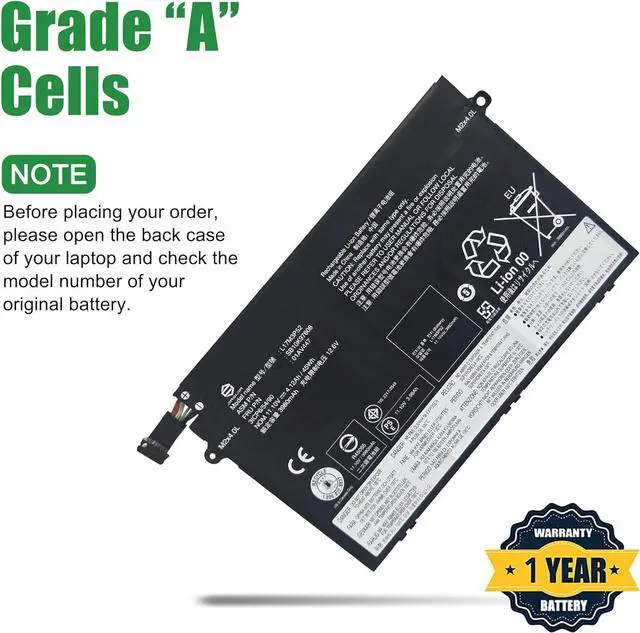 Alt view image 4 of 6 - JIAZIJIA 01AV447 L17M3P52 SB10K97608 Laptop Battery Replacement for Lenovo ThinkPad E480 E485 E495 E580 E585 E490 E590 E595 E14 E15 Series 01AV445 L17L3P51 01AV448 L17C3P51 01AV446 L17M3P51 11.1V 45Wh