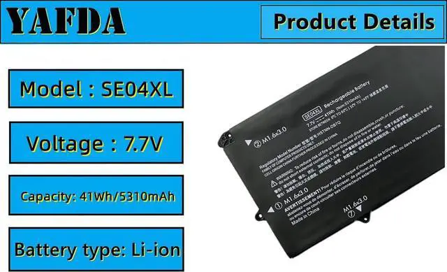 Alt view image 2 of 4 - YAFDA SE04XL New Laptop Battery Replacement for HP Pro X2 612 G2 Laptop 860708-855 860724-2B1 860724-2C1 HSTNN-DB7Q