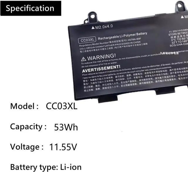 Alt view image 5 of 5 - Yafda CC03XL Laptop Battery Compatable with HP Firefly 14 G7 G8 830 835 840 845 G7 G8 Probook 635 Aero G7 G8 Series CC03XL HSTNN-DB9Q L77608-2C1 L77608-421 L78555-005 CC03053XL-PL