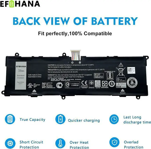 Alt view image 5 of 7 - EFOHANA 2H2G4 Laptop Battery Replacement for Dell Venue 11 Pro 7140 Series Notebook HFRC3 21CP5/63/105 2217-2548 7.4V 38Wh 4980mAh