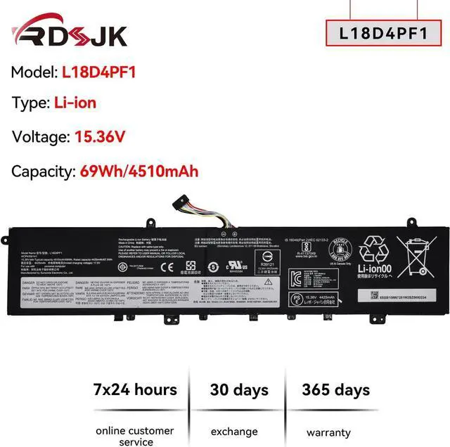 Alt view image 2 of 7 - L18D4PF1 L18M4PF1 Laptop Battery for Lenovo IdeaPad Yoga C940-15 C940-15IRH 81TE 9-15IMH5 82DE IdeaPad S740-15IRH Series 5B10U65276 5B10U65277 5B10W67244 5B10W67392 SB10W67267 15.36V 69Wh (Long Cable)