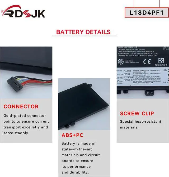 Alt view image 5 of 7 - L18D4PF1 L18M4PF1 Laptop Battery for Lenovo IdeaPad Yoga C940-15 C940-15IRH 81TE 9-15IMH5 82DE IdeaPad S740-15IRH Series 5B10U65276 5B10U65277 5B10W67244 5B10W67392 SB10W67267 15.36V 69Wh (Long Cable)