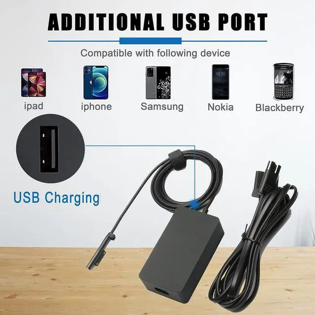 Alt view image 4 of 7 - Ibatts 127W Replacement Charger for Surface Book 2 3 Surface Laptop 2 3 4 Go Studio Surface Pro 3 4 6 7 8 9 X Power Cord HMW-00001 SLZ-00001 SLS-00001 SMV-00001 TLQ-00001 HNL-00001-cr JJQ-00001