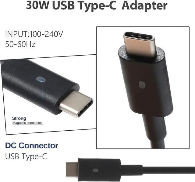 Alt view image 4 of 7 - New 30W 5V 12V 20V 1.5A Type-C HKA30NM150 Laptop AC Adapter Compatible for Dell DA30NM150 8XTW5 08XTW5 ADP-30CD BA 00RVR9 FW-V03 Tablet