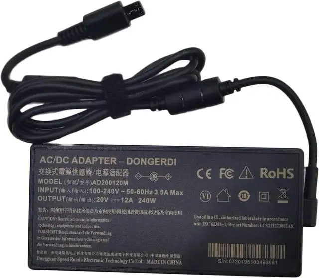 Alt view image 2 of 6 - New 240W 230W Charger Fit for MSI GE66 GE76 Raider GP66 GP76 Leopard WE76 WE76 Laptop AC Adapter Power Supply Cord(20V 11.5A 12A)