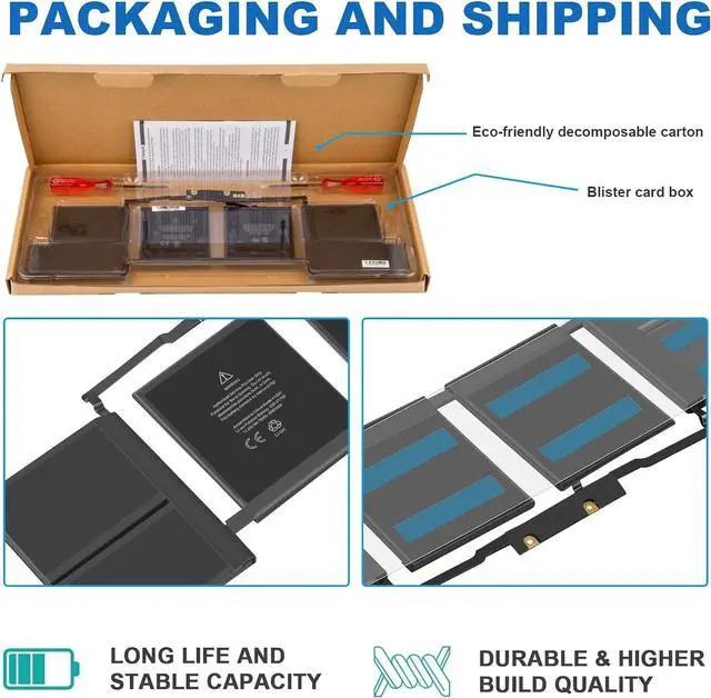 Alt view image 4 of 6 - TREE.NB A1820 Battery Replacement, A1707 Laptop Battery for MacBook Pro 15 A1707 Late 2016 / Mid 2017 EMC 3072 EMC 3162 MLH32CH/A MLH42CH/A MLW72CH/A MLW82CH/A MPTR2LL/A MPTT2LL/A 11.4V 76Wh