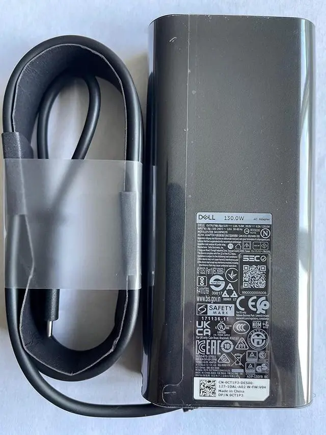 Alt view image 2 of 4 - UpBright 130W USB C Type C AC Adapter Compatible with Dell XPS 15 17 2in1 9575 9500 9700 Precision 5530 5550 5750 3560 Latitude 7410 7310 7210 9410 9510 5420 5520 DA130PM170 HA130PM170 T4V18 Charger