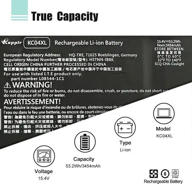 Alt view image 2 of 7 - BOWEIRUI L08496-855 KC04XL Laptop Battery Replacement for HP Envy X360 13-AG 13-AR Envy 13-AH 13-AQ 13M-AQ Series HSTNN-IB8K KC04053XL L08544-2B1 TPN-W136 TPN-W133 L08544-1C1 HSTNN-DB8P