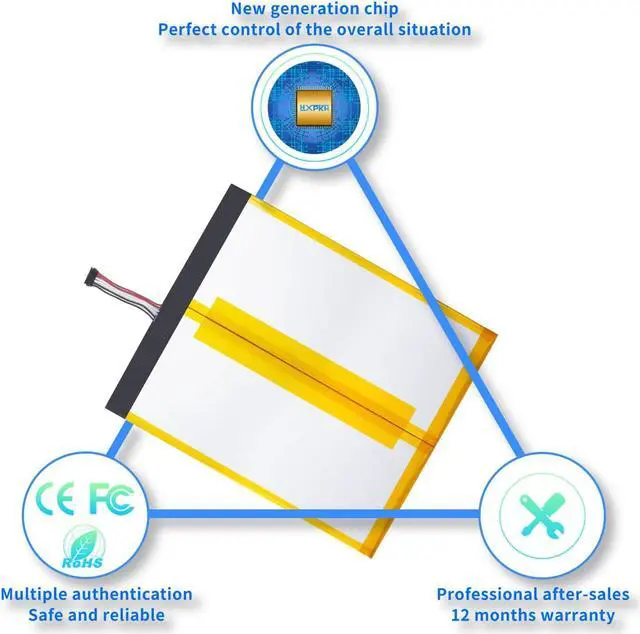Alt view image 5 of 7 - HXPK 58-000280 2955C7 A2110 Long Cable Tablet Laptop Battery for Fire HD 10.1 9th Generation M2V3R5 for Fire HD 10.1 7th Generation SL056ZE 3.8V 23.94Wh 6300mAh (Battery Cable Length: 3.2cm) B31N1631