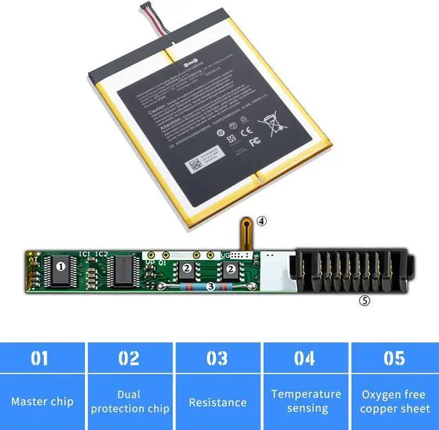 Alt view image 6 of 7 - HXPK 58-000280 2955C7 A2110 Long Cable Tablet Laptop Battery for Fire HD 10.1 9th Generation M2V3R5 for Fire HD 10.1 7th Generation SL056ZE 3.8V 23.94Wh 6300mAh (Battery Cable Length: 3.2cm) B31N1631
