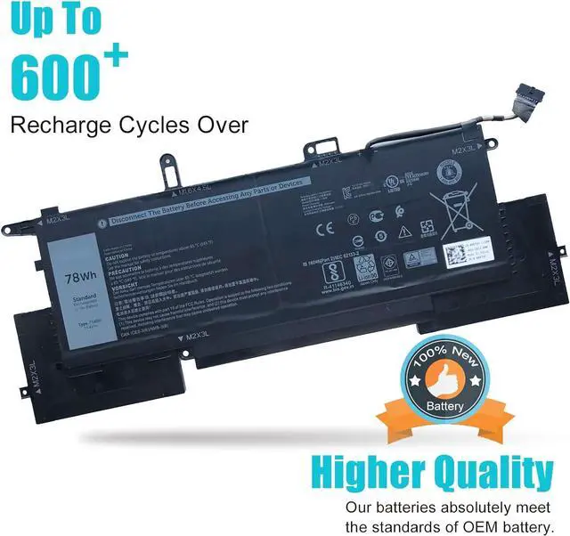 Alt view image 3 of 7 - 7146W Laptop Battery Replacement for Dell Latitude 7400 E7400 2-in-1 Latitude 9410 Series Notebook NF2MW 0C76H7 C76H7 11.4V 78Wh 6500mAh