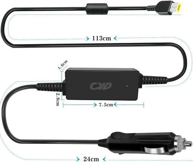 Alt view image 7 of 7 - CYD Laptop car Charger 65w Replacement for Lenovo IdeaPad Yoga 2-11 11.6"/2 Pro 13.3" Ultrabook Yoga 370 Yoga 14 460 3.3ft Notebook Power ac Adapter Supply Cord Cable
