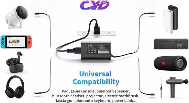Alt view image 5 of 6 - 130W USB C XPS 15 Charger, QYD Type C Laptop Charger Compatible with Dell XPS 15 17 9500 9510 9530 9700 9710 Precision 5550 5570 3560 3550 3551 Vostro 7620 Latitude 5420 9410 9510 5520 AC Adapter