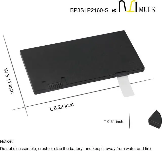 Alt view image 7 of 7 - MULS BP3S1P2160-S Laptop Battery for Getac F110 Tablet PC F110 GGA 734020 G2 G3 G4 BP3S1P2160 BP3S1P2160-S Bateria 11.4V 2160mAh 24WH