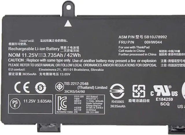 Alt view image 2 of 4 - EFOHANA 00HW043 00HW044 Laptop Battery Replacement for ThinkPad Yoga 11e 3rd Gen 11E Chromebook Yoga 11E Chromebook Series Notebook SB10J78992 00HW042 11.25V 42Wh 3735mAh