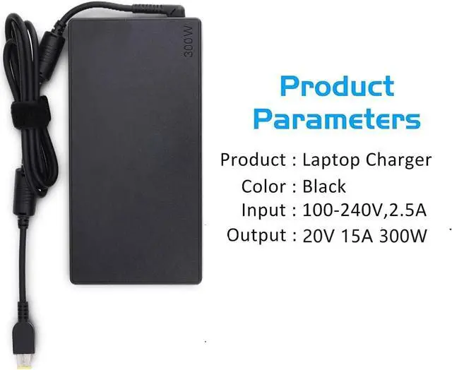 Alt view image 2 of 7 - Slim 300W 20V 15A AC Charger Fit for Lenovo ThinkPad R9000P R9000K Y9000K Y9000X R7000P 9000P 9000K ADL300SDC3A SA10R16956 5A10W86289 Laptop Power Supply Adapter Cord (AD240)