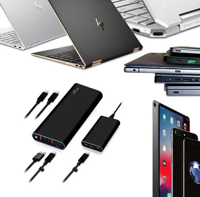 Alt view image 5 of 7 - BatPower 210Wh High Power Delivery USB C Laptop External Battery Compatible with HP Spectre X360 Dell XPS Razer Blade Stealth Notebook USB-C Portable Charger Power Bank & Slim 120W PD USB-C Adapter