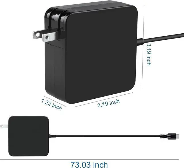 Alt view image 3 of 5 - J-ZMQER 20V 4.5A 90W AC Adapter Charger Compatible with Dell Latitude 7400 2-in-1 USB-C Power Supply
