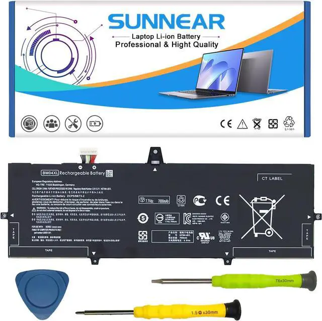 Main image of SUNNEAR BM04XL 56.2Wh L02478-855 Laptop Battery Replacement for HP Elitebook 1030 X360 G3 45X96UT Series Notebook HSTNN-UB7L HSTNN-DB8L L02031-2C1 L02031-541 L02475-855 7.7V 7300mAh