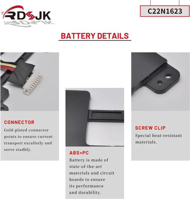 Alt view image 5 of 7 - C22N1623 Laptop Battery for Asus ZenBook 3 Deluxe UX490 UX490U UX490UA UX490UA-1A UX490UA-1C UX490UA-BE033T UX490UA-BE087T UX490UA-BE108T Series 0B200-02400100M 7.7V 46Wh