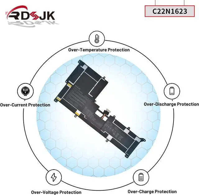 Alt view image 6 of 7 - C22N1623 Laptop Battery for Asus ZenBook 3 Deluxe UX490 UX490U UX490UA UX490UA-1A UX490UA-1C UX490UA-BE033T UX490UA-BE087T UX490UA-BE108T Series 0B200-02400100M 7.7V 46Wh