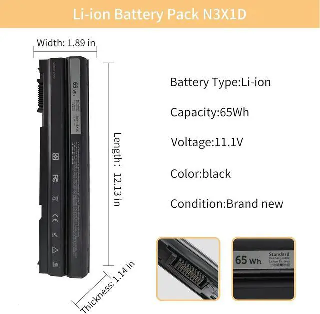 Alt view image 2 of 7 - NBULBL N3X1D Laptop Battery Replacement for DELL Latitude E5420 E5430 E5520 E5530 E6420 E6520 E6430 E6440 E6530 E6540 Notebook 8858X T54FJ M5Y0X 11.1V 65Wh